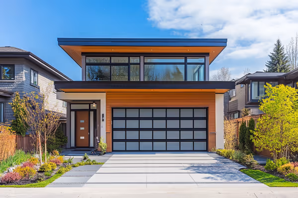 The seamless operation of a modern garage door, ensuring both safety and security at a residential home.