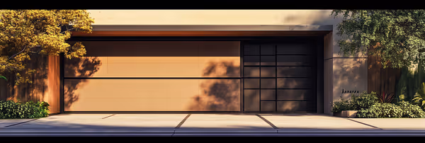 A contemporary, energy-efficient garage door elevating modern home architecture.